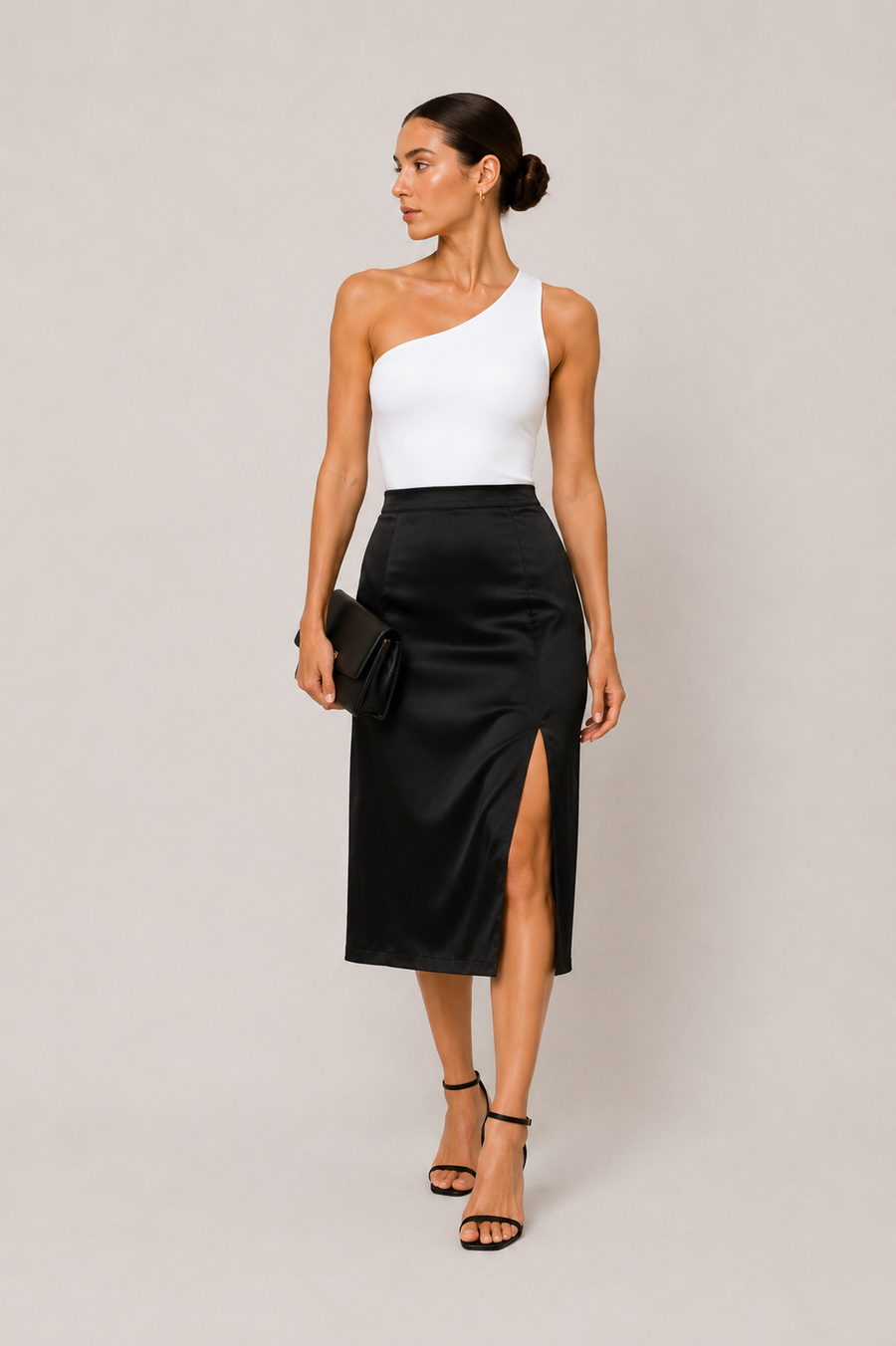 Women's One Shoulder Bodysuit - Asymmetric Stretch Crop Top