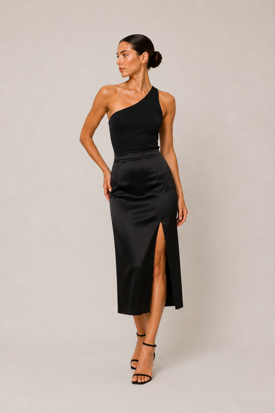 Women's One Shoulder Bodysuit - Asymmetric Stretch Crop Top