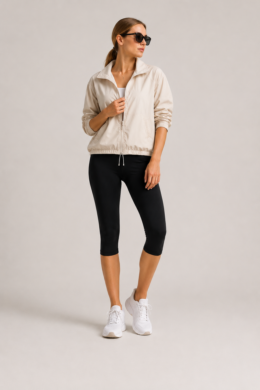 Women's High Waist Capri Leggings with Side Pocket