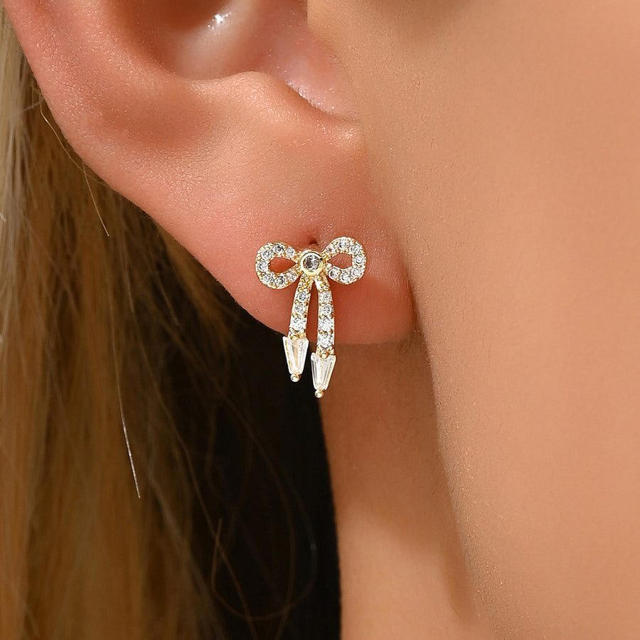 Trendy Geometric Bow Stud Earrings for Women