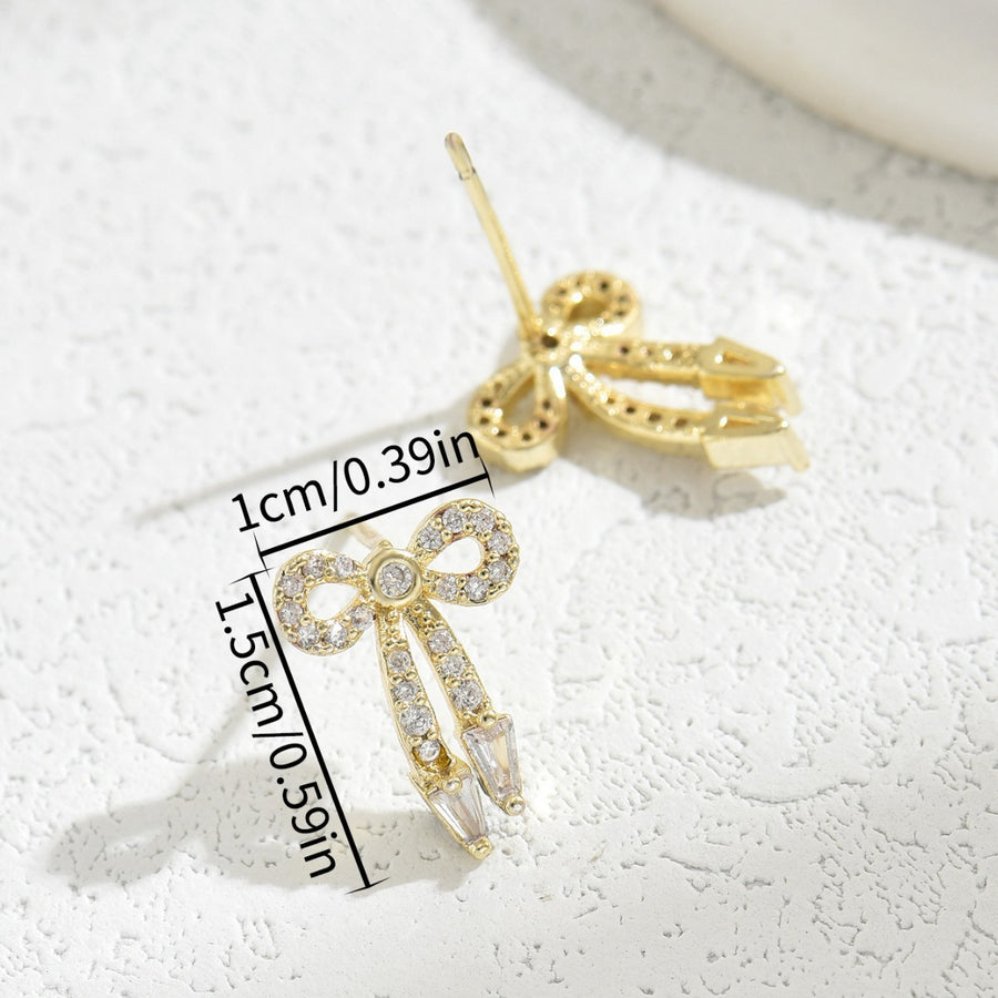 Trendy Geometric Bow Stud Earrings for Women