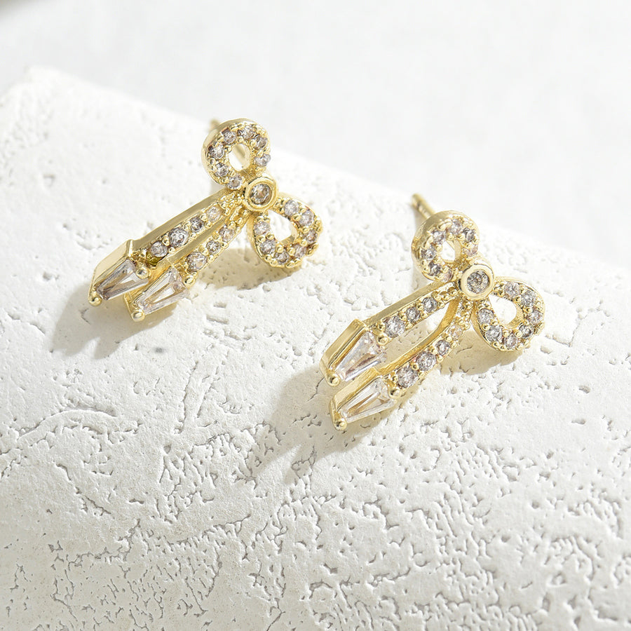 Trendy Geometric Bow Stud Earrings for Women