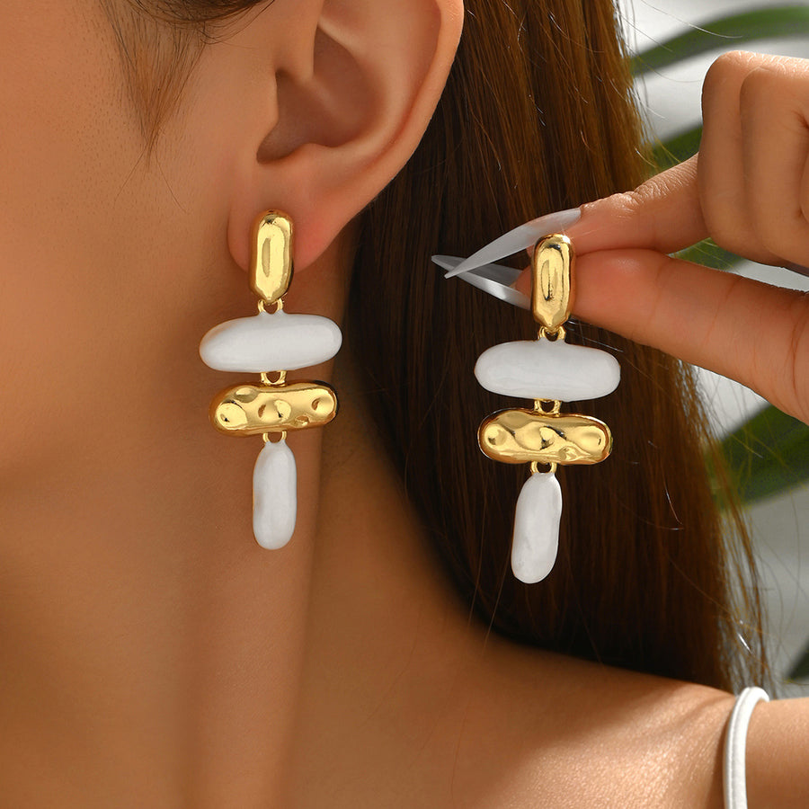 Premium Geometric Enamel Drop Earrings for Daily Wear