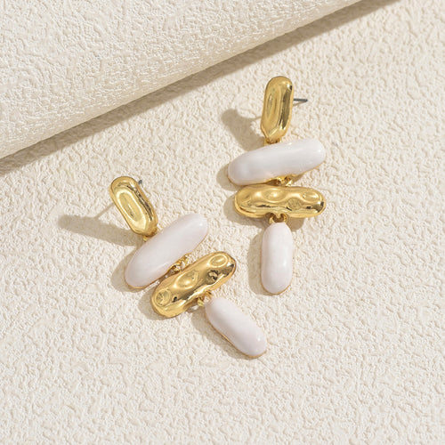 Premium Geometric Enamel Drop Earrings for Daily Wear