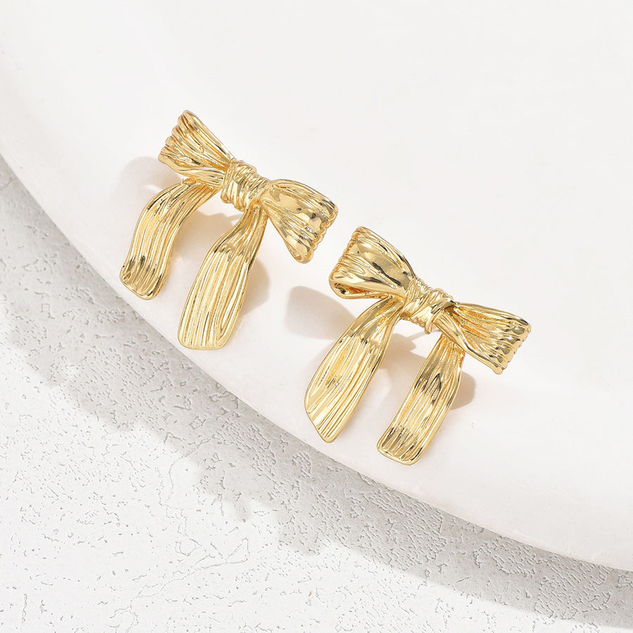Geometric Pleated Bow Ear Cuff Earrings for Women