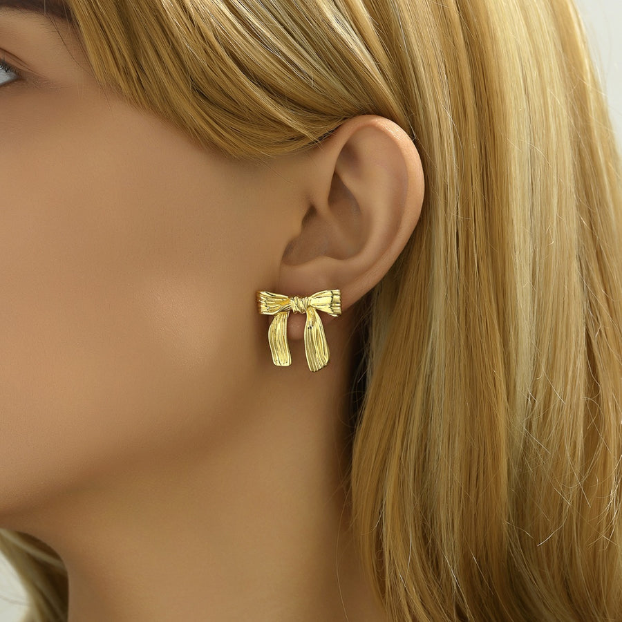Geometric Pleated Bow Ear Cuff Earrings for Women