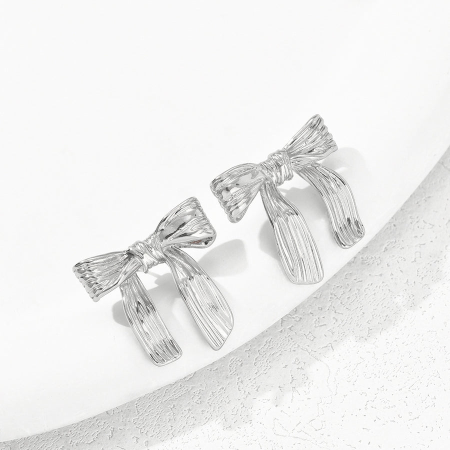 Geometric Pleated Bow Ear Cuff Earrings for Women