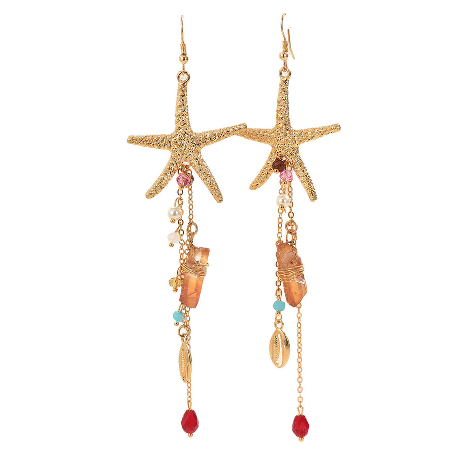 Unique Starfish & Shell Hoop Earrings for Women