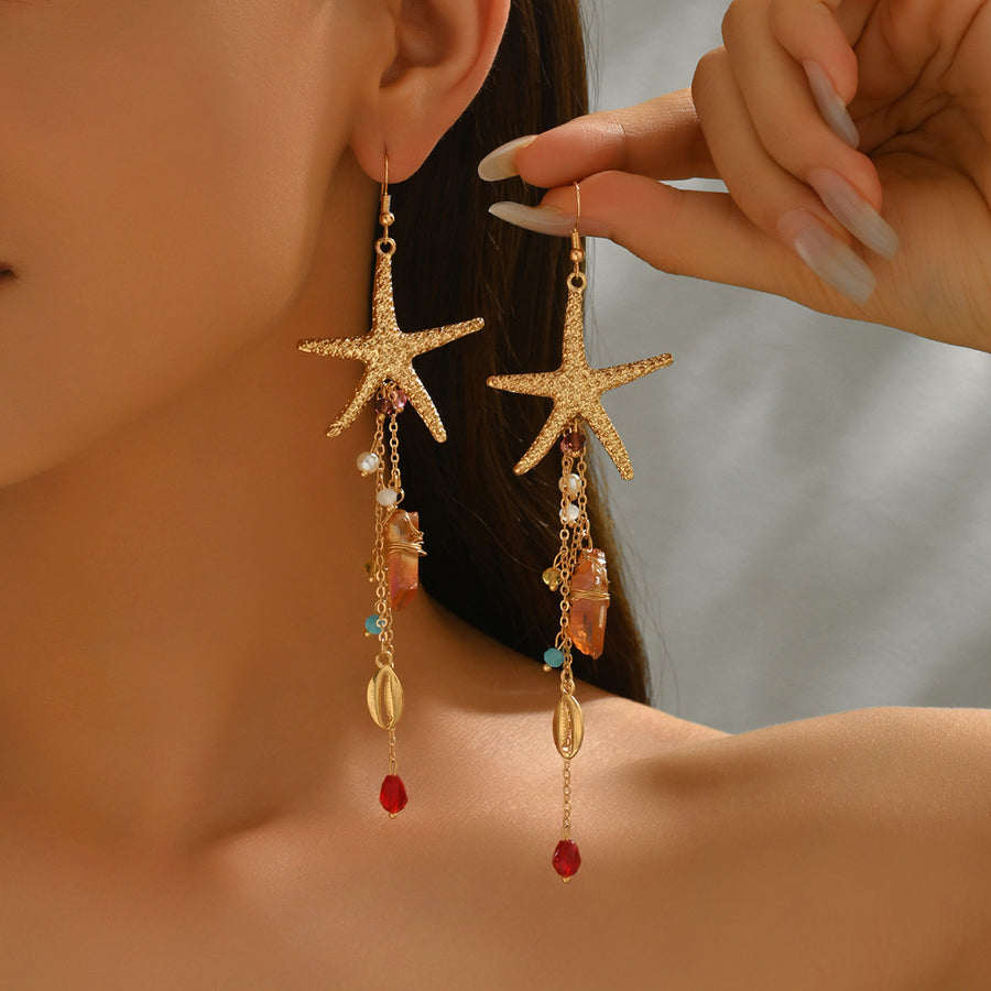 Unique Starfish & Shell Hoop Earrings for Women