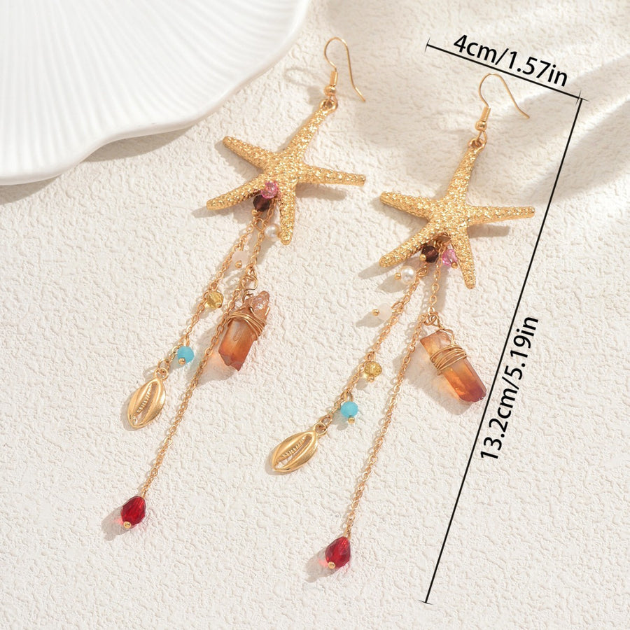 Unique Starfish & Shell Hoop Earrings for Women