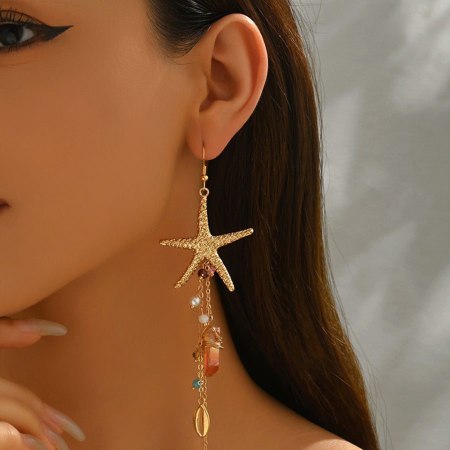 Unique Starfish & Shell Hoop Earrings for Women
