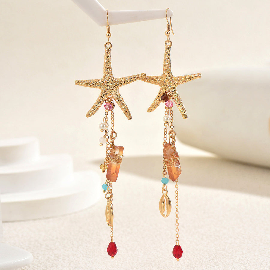 Unique Starfish & Shell Hoop Earrings for Women