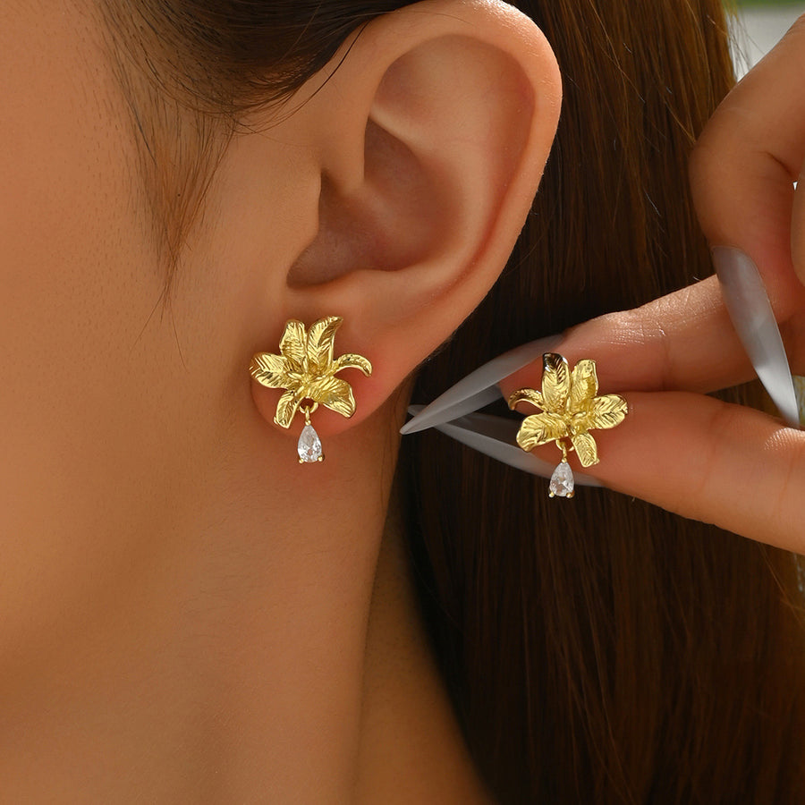 Elegant Floral Hoop Earrings for Women - Light Luxury Jewelry