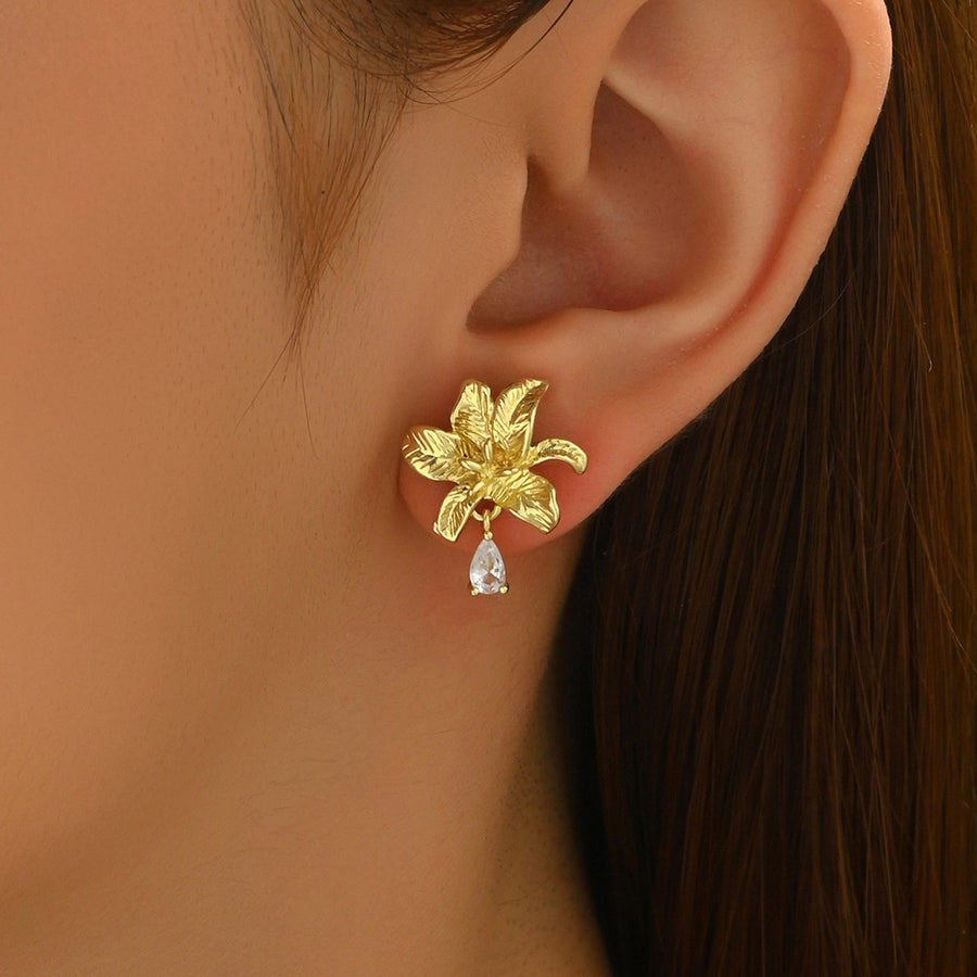 Elegant Floral Hoop Earrings for Women - Light Luxury Jewelry