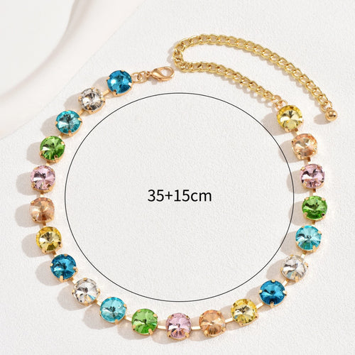 Cross-border Choker Necklace with Colored Glass Rhinestones