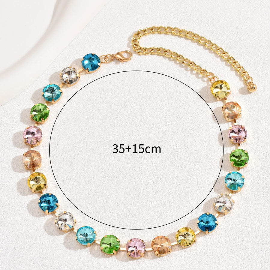 Cross-border Choker Necklace with Colored Glass Rhinestones