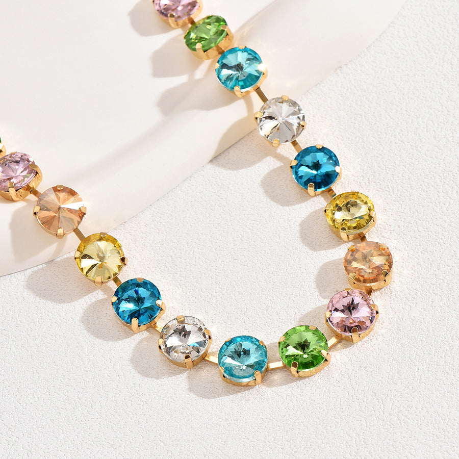 Cross-border Choker Necklace with Colored Glass Rhinestones