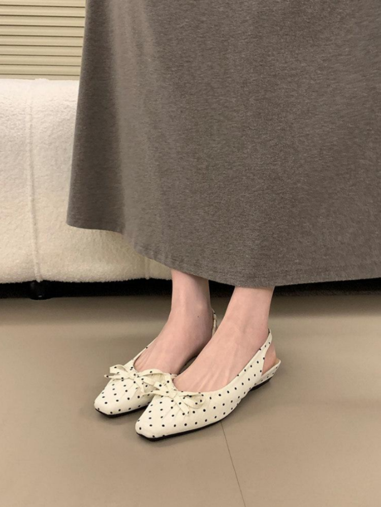 Women 2026 New French Polka Dot Mid Heel Heels