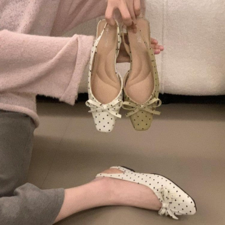 Women 2026 New French Polka Dot Mid Heel Heels