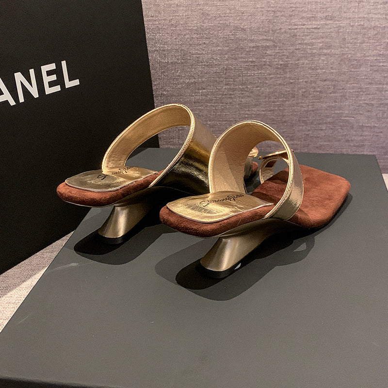 Women French Wedge Toe Loop Slide Sandals - Summer Style