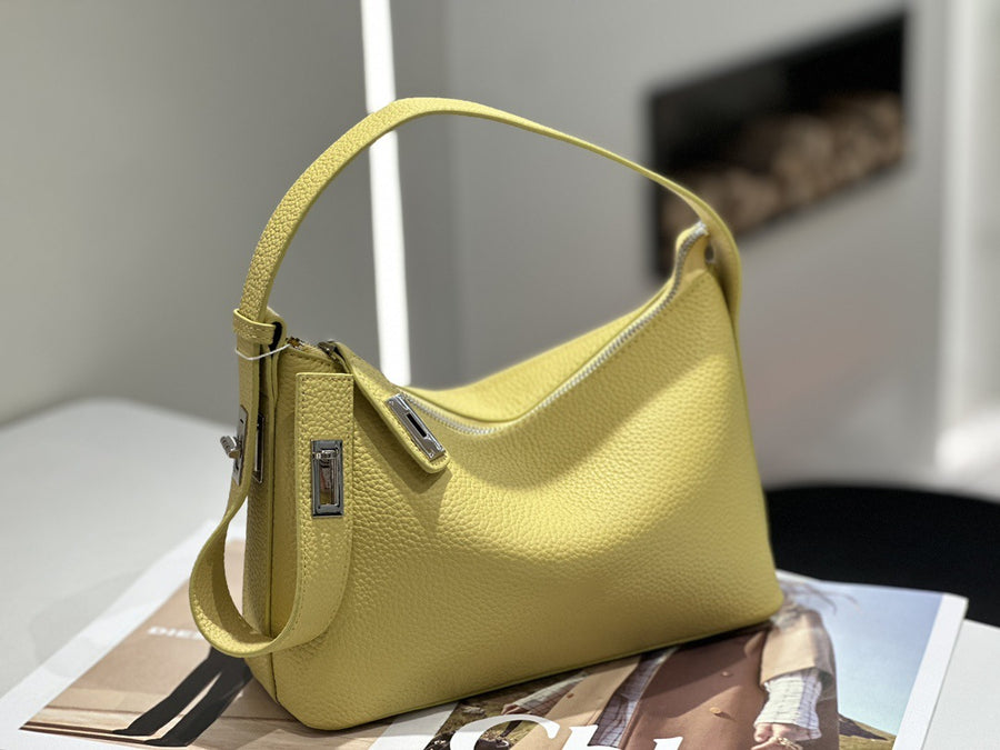 First-layer Cowhide Handbag - High-end Underarm Bag