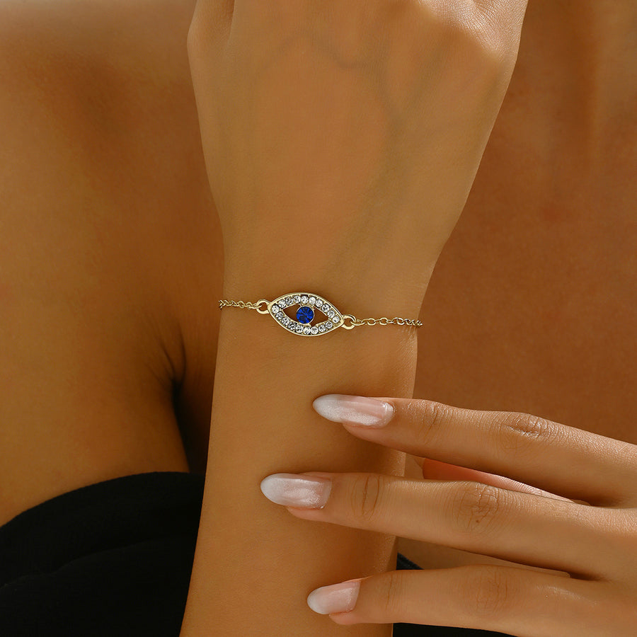 Stylish European American Women Bangle Bracelet with Evil Eye