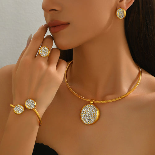 Cross-border Vintage Jewelry Set with Necklace & Earrings