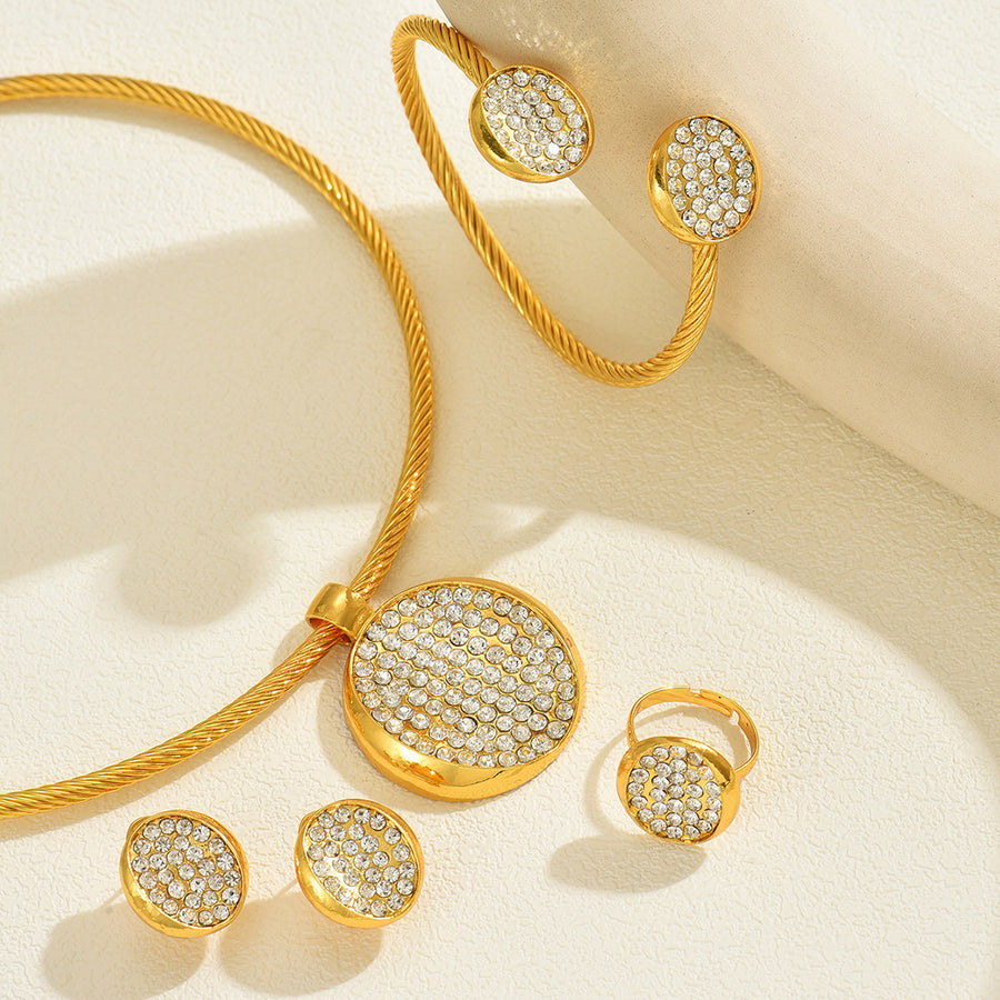 Cross-border Vintage Jewelry Set with Necklace & Earrings