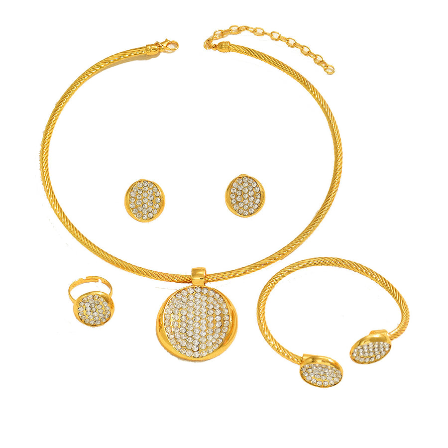 Cross-border Vintage Jewelry Set with Necklace & Earrings