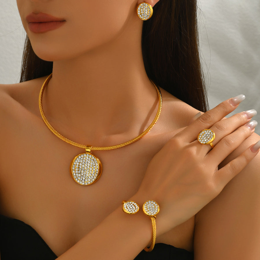 Cross-border Vintage Jewelry Set with Necklace & Earrings