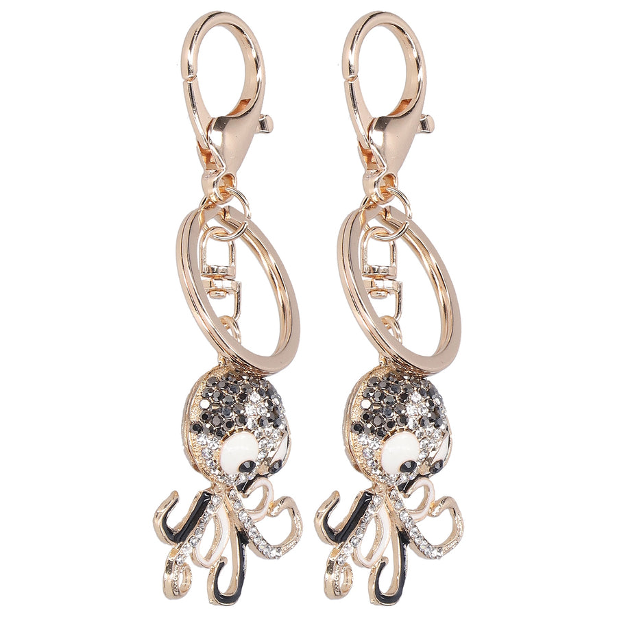 2PCS Fashion Octopus Rhinestones Keychain for Crossbody Bags