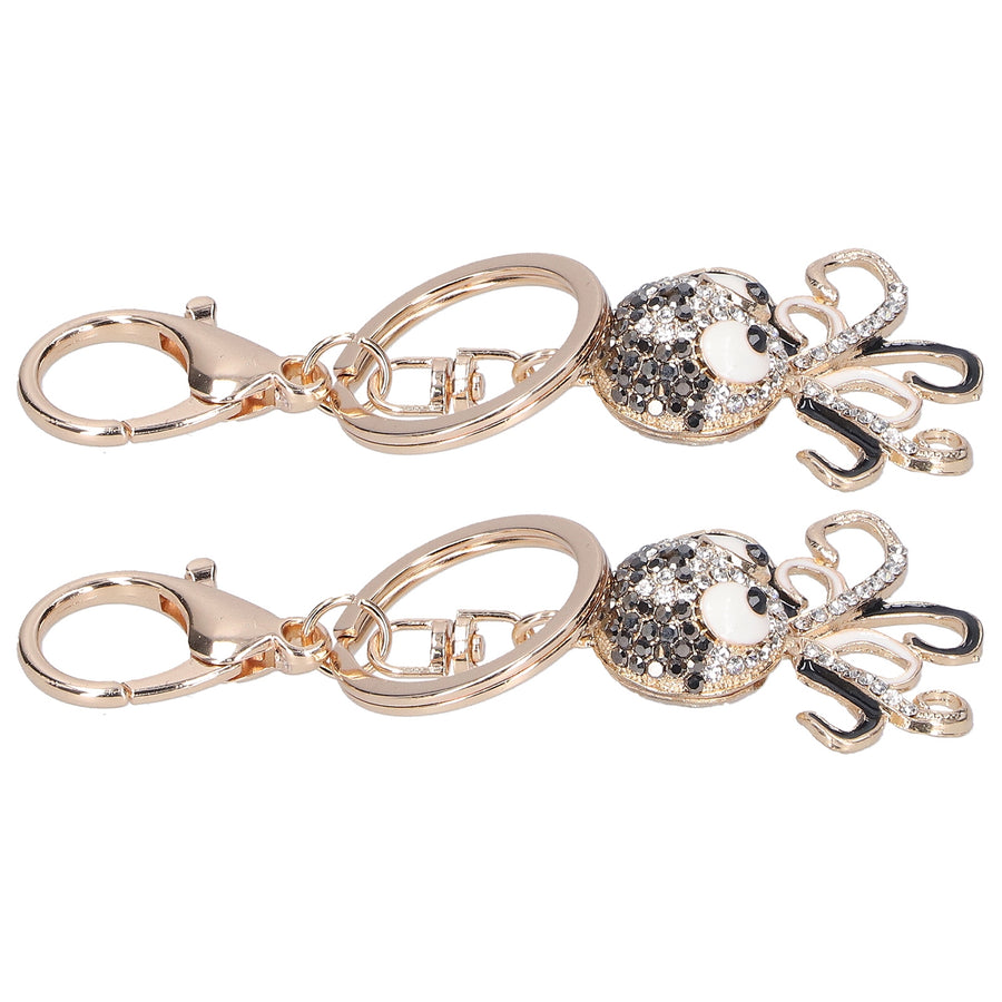 2PCS Fashion Octopus Rhinestones Keychain for Crossbody Bags