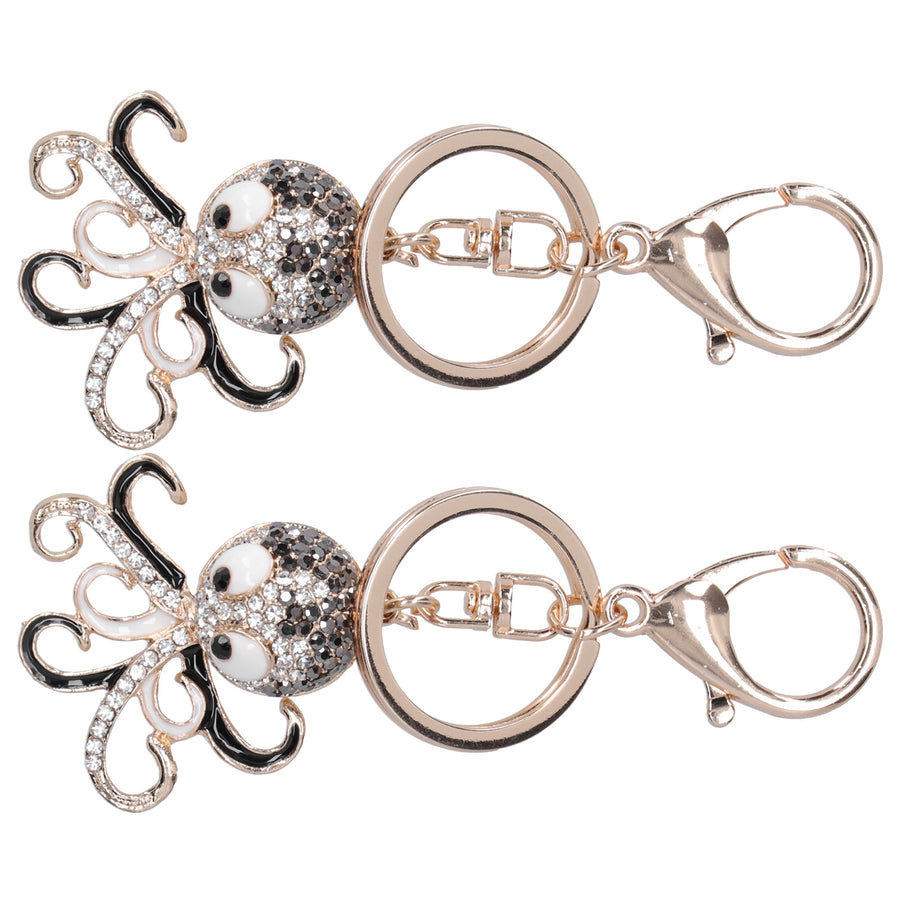 2PCS Fashion Octopus Rhinestones Keychain for Crossbody Bags