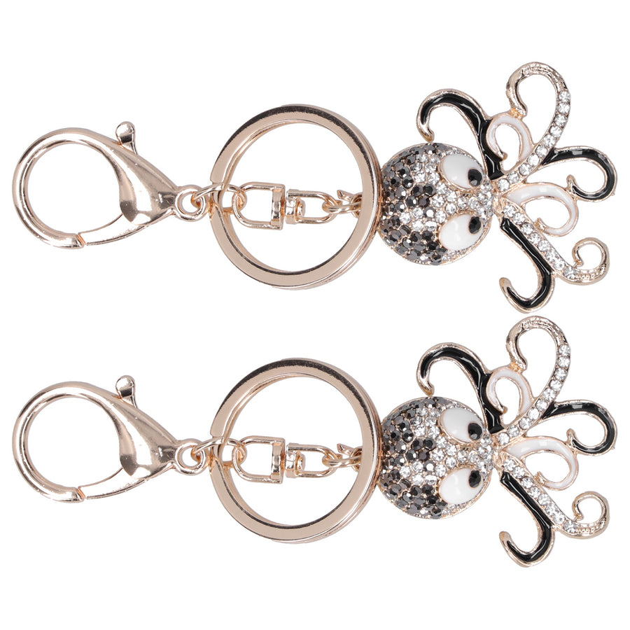 2PCS Fashion Octopus Rhinestones Keychain for Crossbody Bags