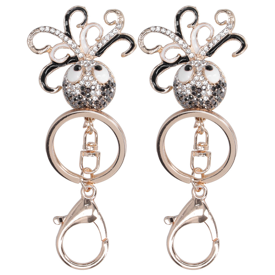 2PCS Fashion Octopus Rhinestones Keychain for Crossbody Bags