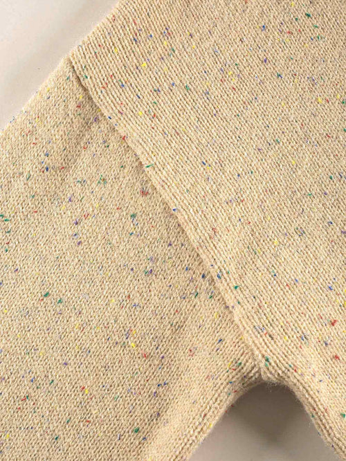 Women Vintage Speckled Knit Cardigan with Balloon Sleeves