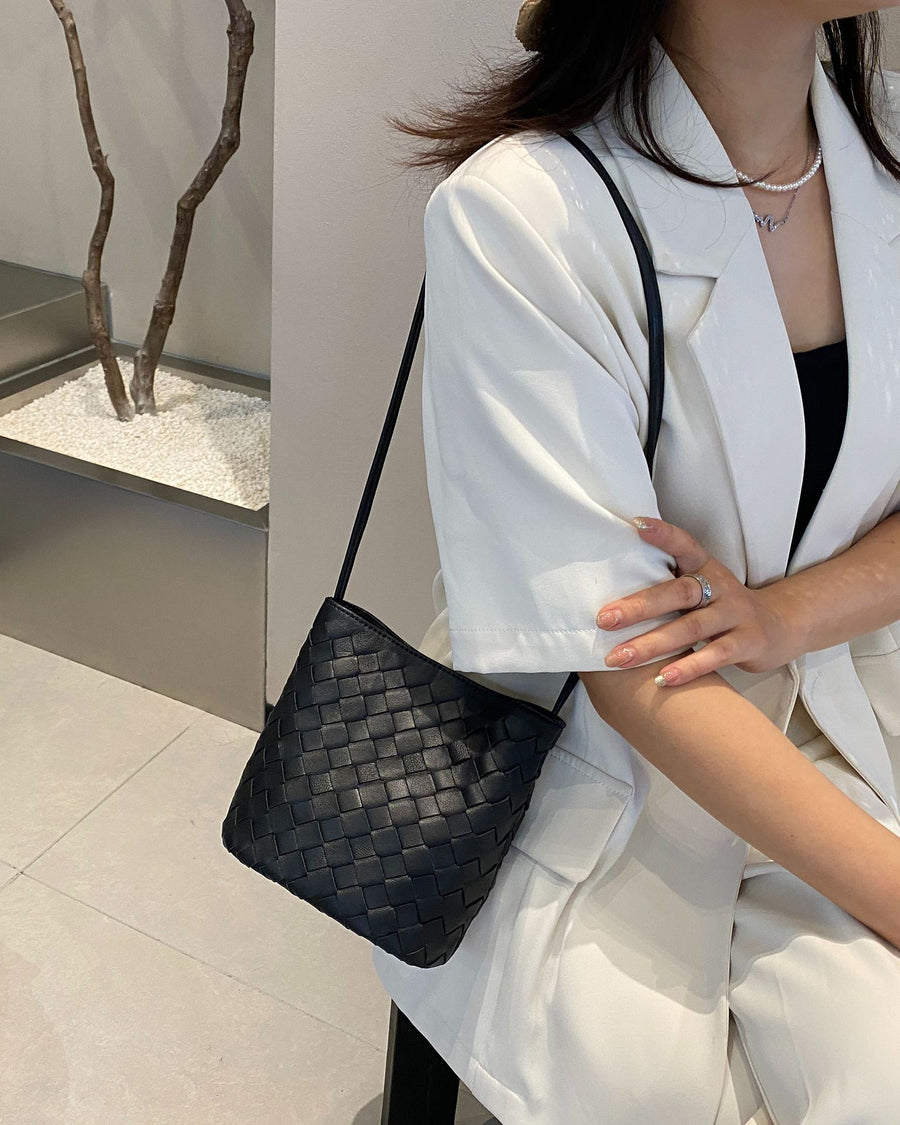 New Genuine Leather Woven Small Bag - Stylish Crossbody Bag