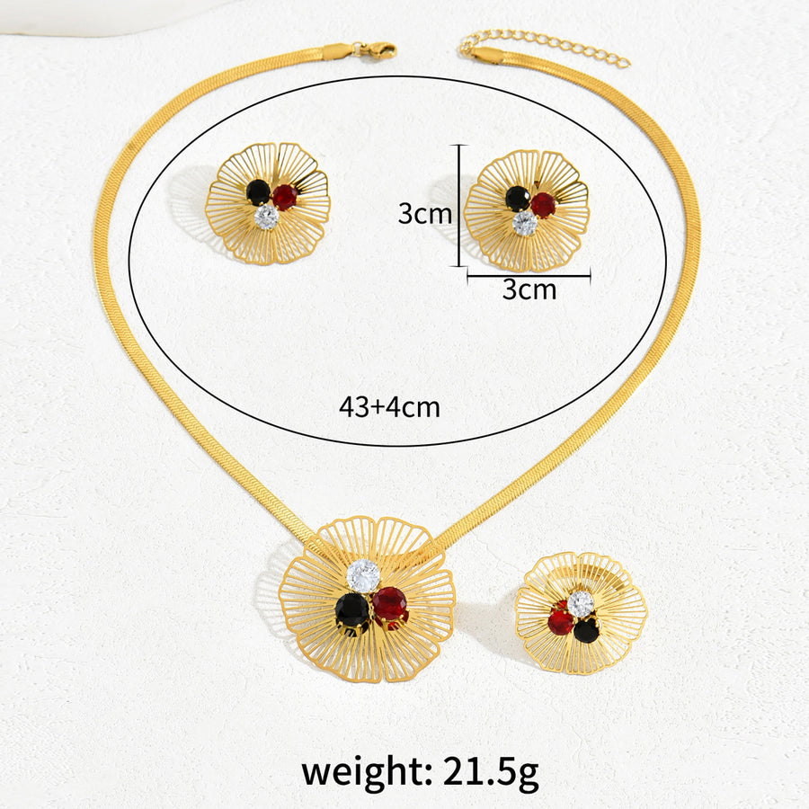 Light Luxury European American Jewelry Set with Floral Design