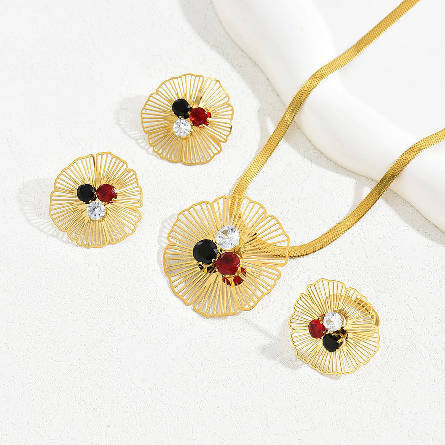 Light Luxury European American Jewelry Set with Floral Design
