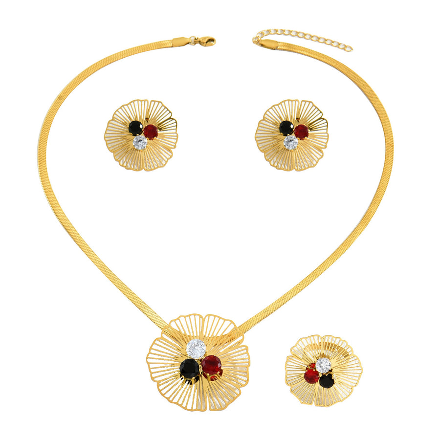 Light Luxury European American Jewelry Set with Floral Design