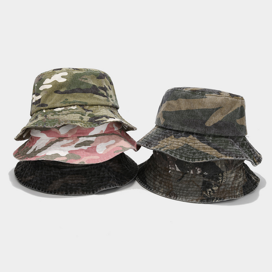 American-style Water-washed Distressed Camouflage Fisherman Hat