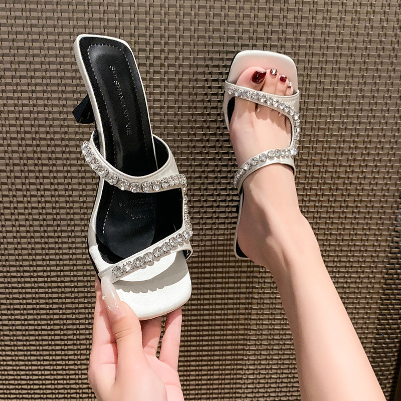 Women Open Toe High Heel Slide Mules - Summer Sandals