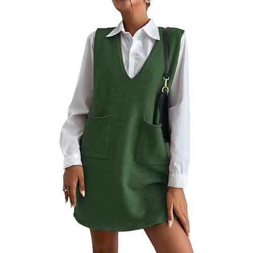 Korean Style Sleeveless Sweater Dress - Versatile & Chic