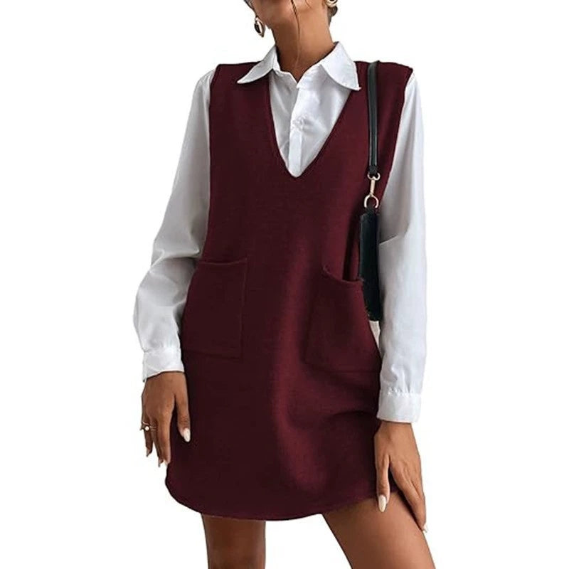 Korean Style Sleeveless Sweater Dress - Versatile & Chic