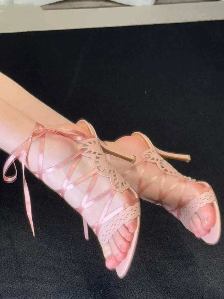 Vintage 2026 New Women Cross Strap High Heels Sandals