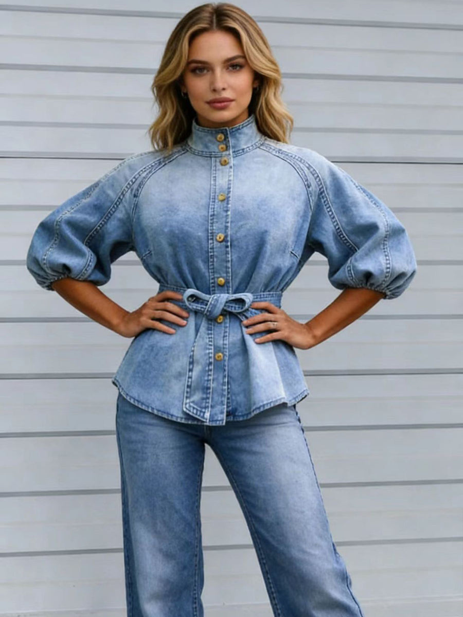Women's Retro Washed Lantern Short-sleeved T-shirt