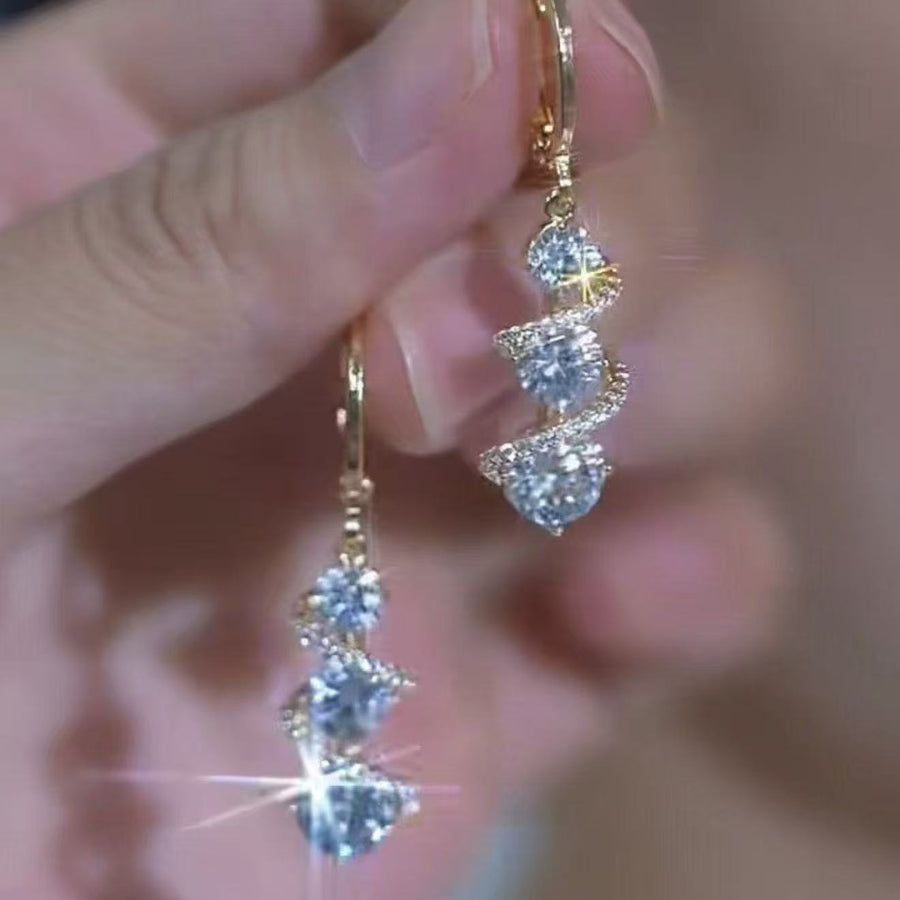 French Style Light Luxury Sparkling Earrings for Women