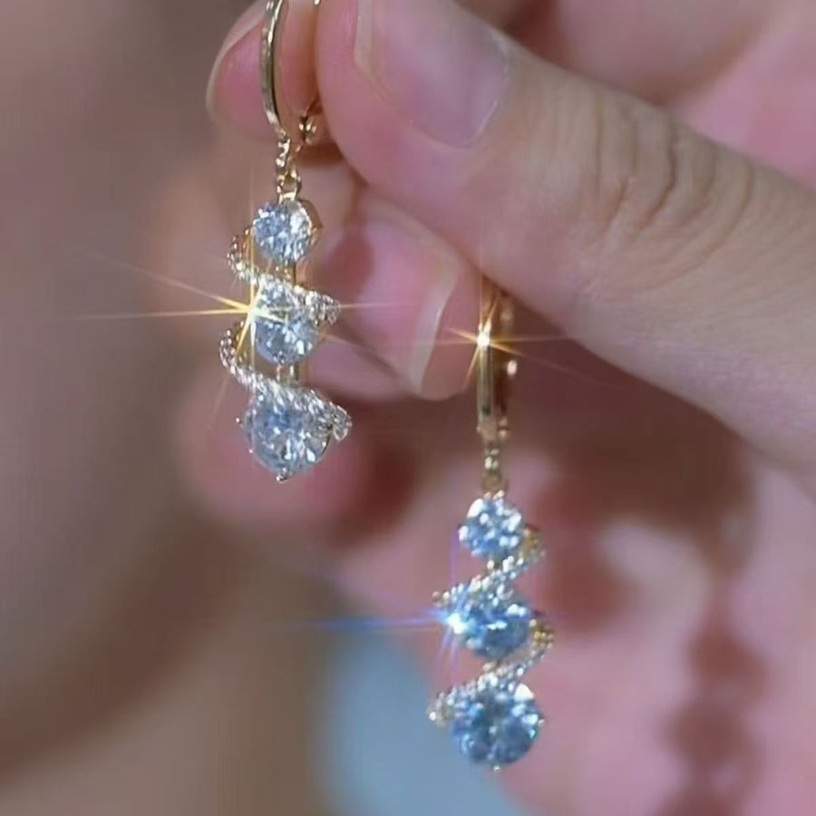 French Style Light Luxury Sparkling Earrings for Women
