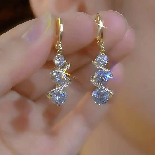 French Style Light Luxury Sparkling Earrings for Women