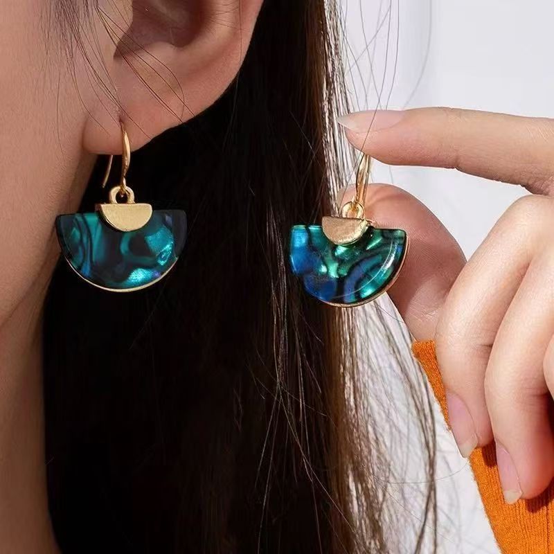Abalone Shell Fan Shape Earrings for Women - Light Luxury Dangle